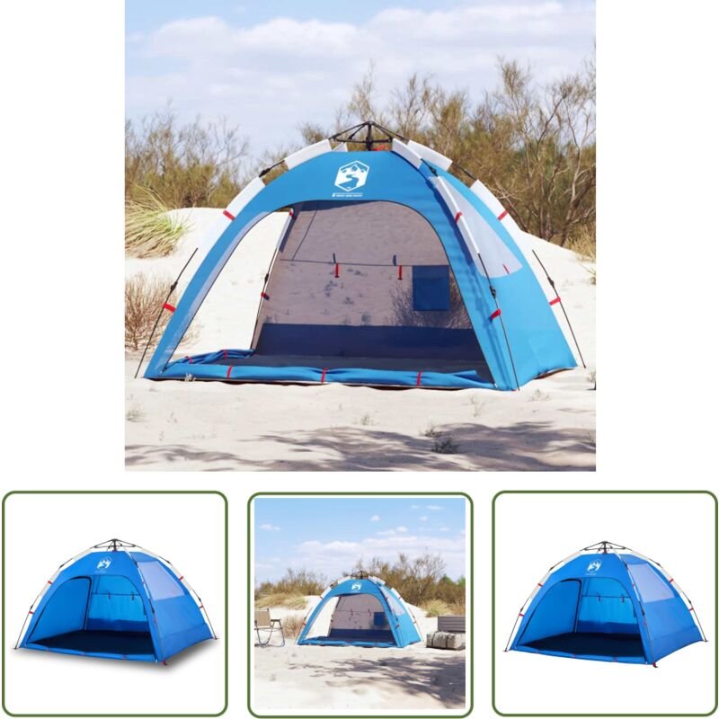 Strandzelt 2 Personen Azurblau Quick Release Wasserdicht - Campingzelt - Strandzelt - Sonnenschutz - Gartenmöbel - Polye...