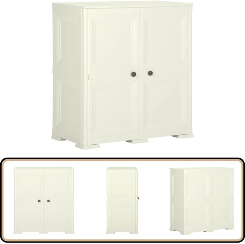 Kunststoffschrank 79x43x85,5 cm Holzdesign Vanilleeis - Aufbewahrungsbox - Lagerschrank - Garderobe - Wohnzimmermöbel - ...
