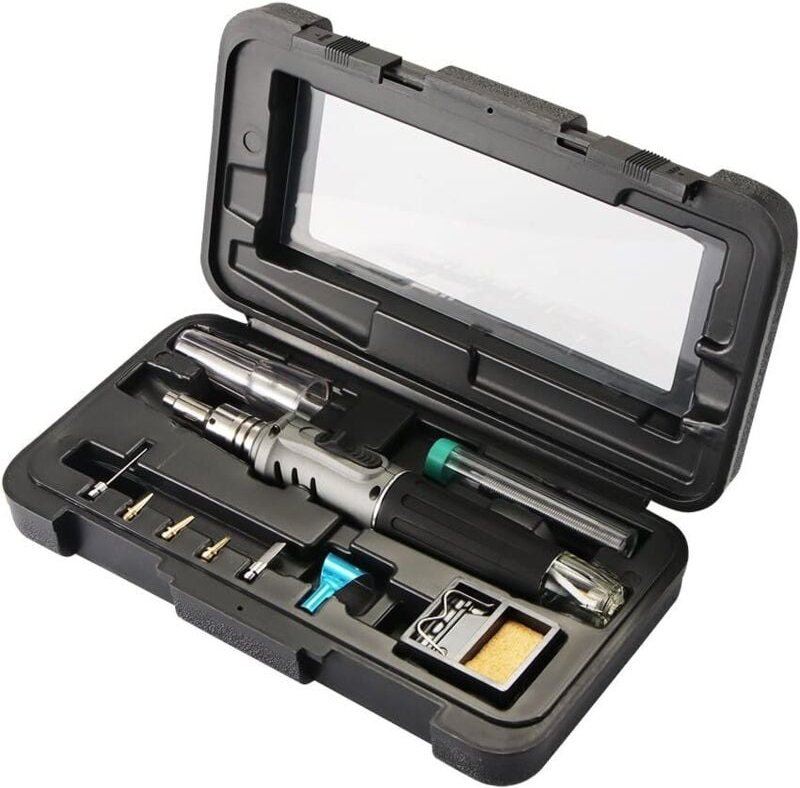Butan-Lötkolben – 10-in-1-Gaslötkolben-Set, professionelle automatische Zündung, Mehrzweck zum Löten von Modellen, Repar...
