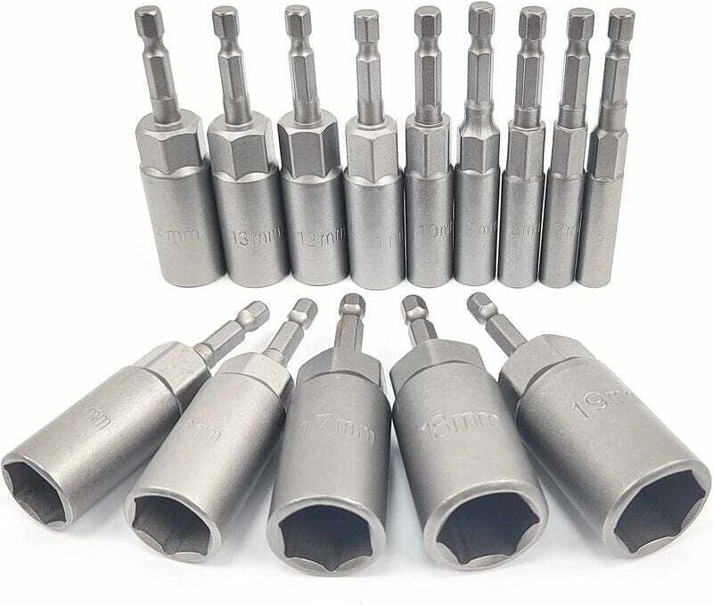 Thumbnail - 14-teiliger Vertiefungssteckschlüsselsatz, 6–19 mm Sechskantadapter, 34 mm Bearbeitungstiefe, Sechskant für Steckschlüss...