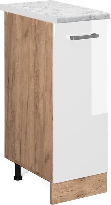 Vicco - Apothekerschrank: R-Line, Weiß Hochglanz, 30 cm ap Marmor