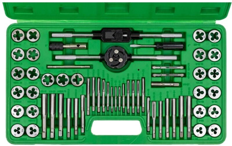 JBM - metrisches gehäuse mit 60 stück gewindebohrern und matrizen. metrische und zoll-kombination 50793