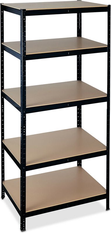 Schwerlastregal, hbt: 200x90x60 cm, Traglast: 1325 kg, 5 Ebenen, zum Stecken, Keller & Garage, Stahl, schwarz - Relaxday...