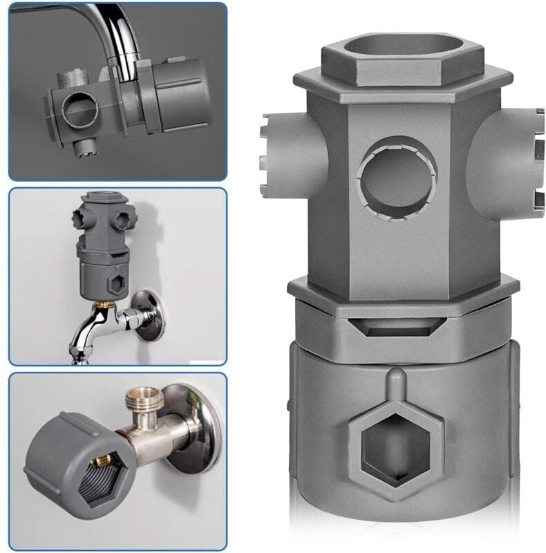 Jalleria - All-in-One-Wasserhahnschlüssel-Werkzeugsatz, multifunktionaler Wasserhahnschlüssel, Wasserhahn, All-in-One-We...