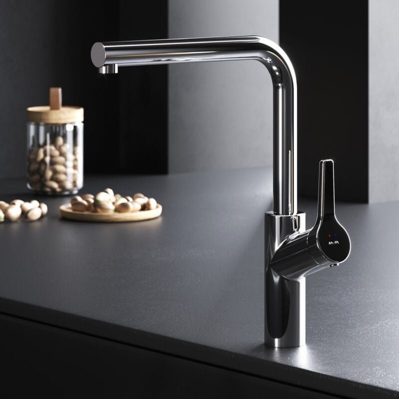 Wasserhahn Küche drehbar Küchenarmatur Edelstahl Spültischarmatur Hochdruck Armatur Mischbatterie Küche gebürstet FXB050...