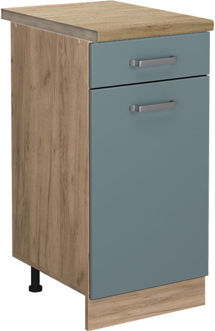 Vicco - Küchenunterschrank R-Line, Blau-Grau, 40 cm , ap Eiche