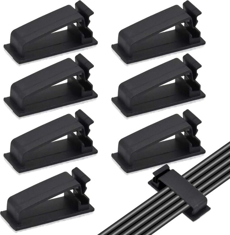 Thumbnail - 50 Stück schwarze selbstklebende Kabelclips, Kabelführung, Kabelmanagement für elektrische Kabel, Organizer für Ethernet...