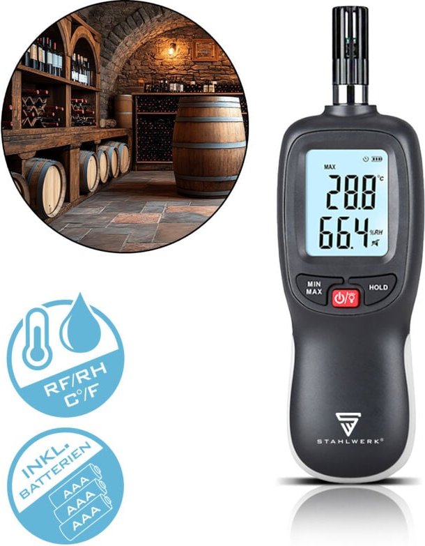 STAHLWERK Luftfeuchtigkeits- und Temperaturmessgerät – Digital