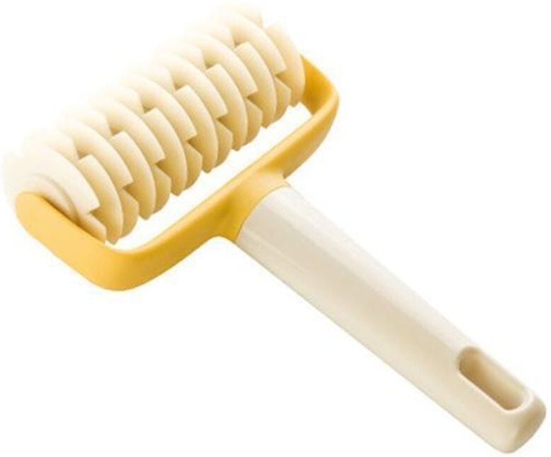 Rauten-Teigrolle 'Delicia' aus beigem und gelbem Kunststoff