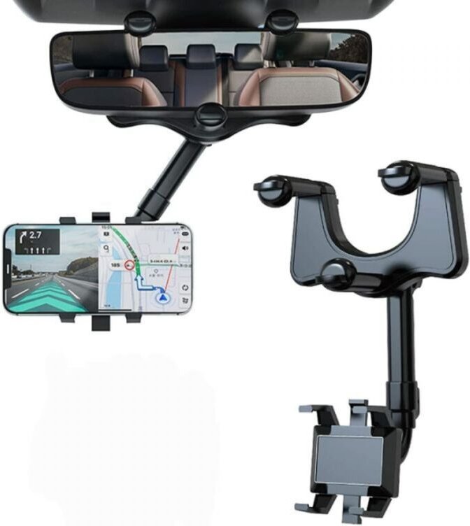 Auto-Telefonhalterung für Rückspiegel, 360° drehbare und einziehbare Auto-Telefonhalterung für alle Smartphones