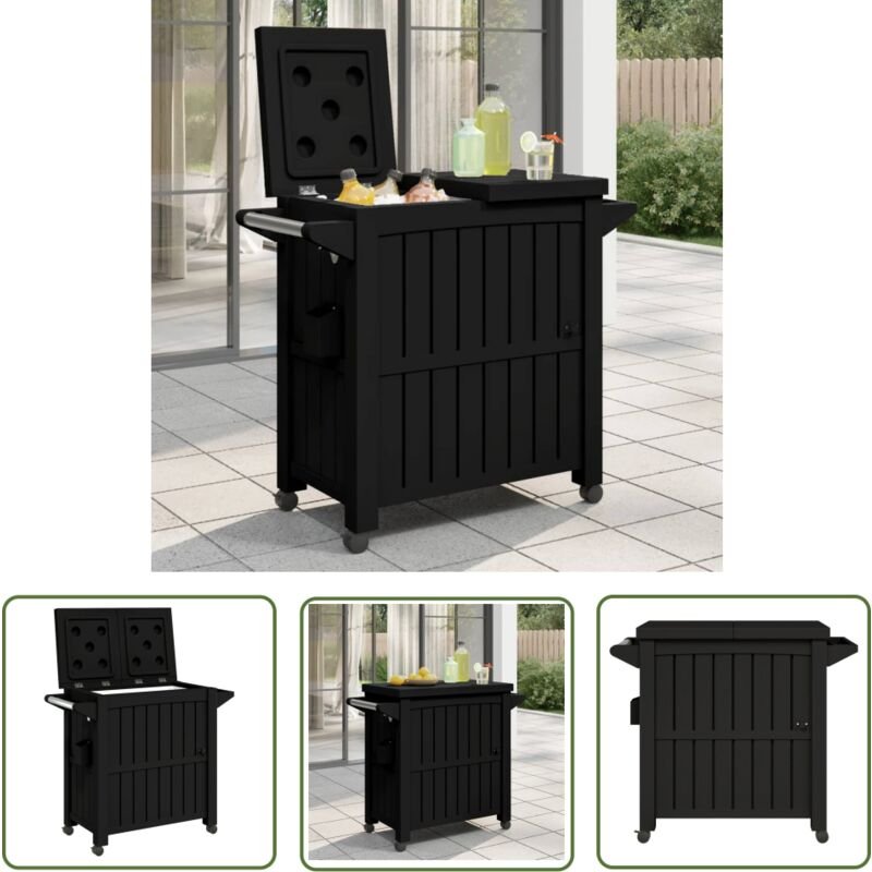 3-in-1 Servierwagen Schwarz Polypropylen - Servierwagen - Getränkewagen - Outdoor Küche - Kühlung - Partyservice - The L...