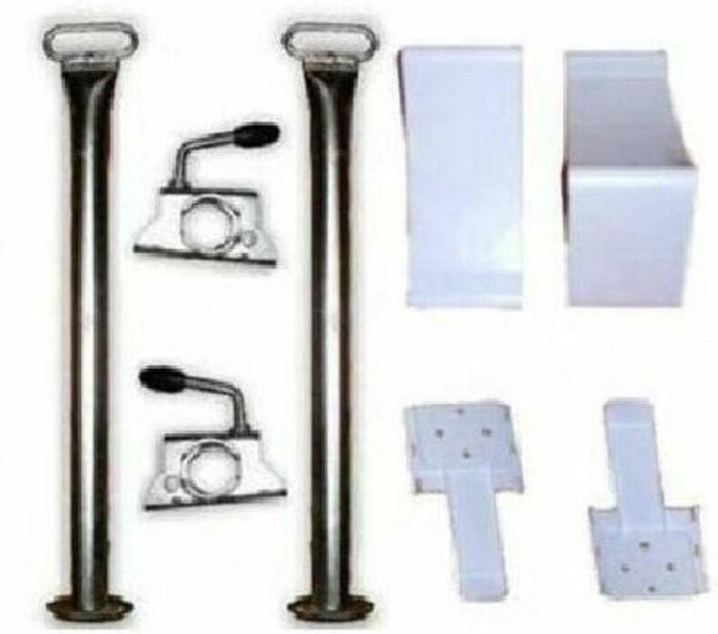 Apex - 2 Anhängerstützen + 2 Klemmhalter + 1 Satz Unterlegkeile Bremskeile mit Halter