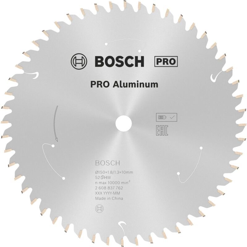 Bosch PRO Aluminium cordless Kreissägeblatt, 150 x 1,8 x 10 mm, T52