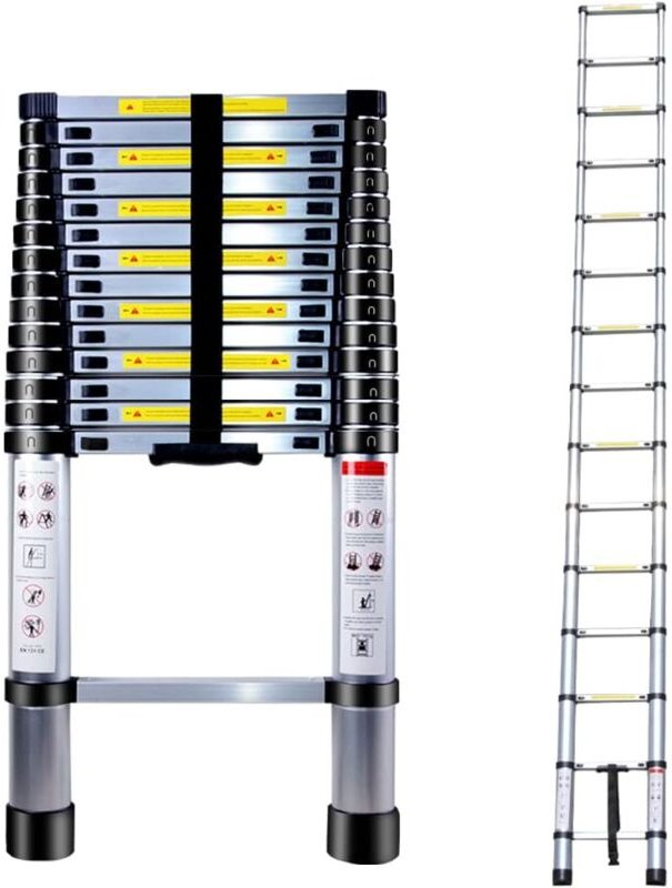 Teleskopleiter, Leichte Aluminium-Verlängerungsleiter mit Rutschfesten Füßen für Wohnmobil, Haushalt, Arbeiten im Freien...