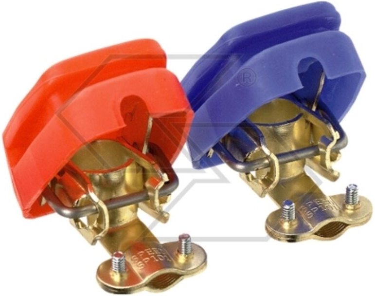 Batterie-Schnellspannklemmensatz rot für Pluspol blau für Minuspol