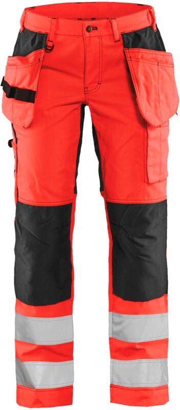 Hochsichtbarer Stretch-Arbeitshose Damen 7163 - Neonrot/Schwarz XL - FR(48) - SE(C46) - Kurz