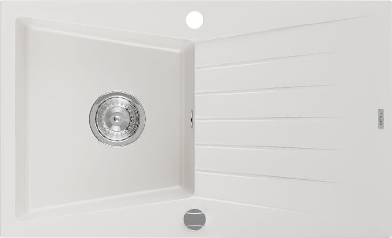 Cesar Granitspüle mit einem Becken und einer Abtropffläche 775 x 470 mm, Weiß - 6514771010-20 - Mexen