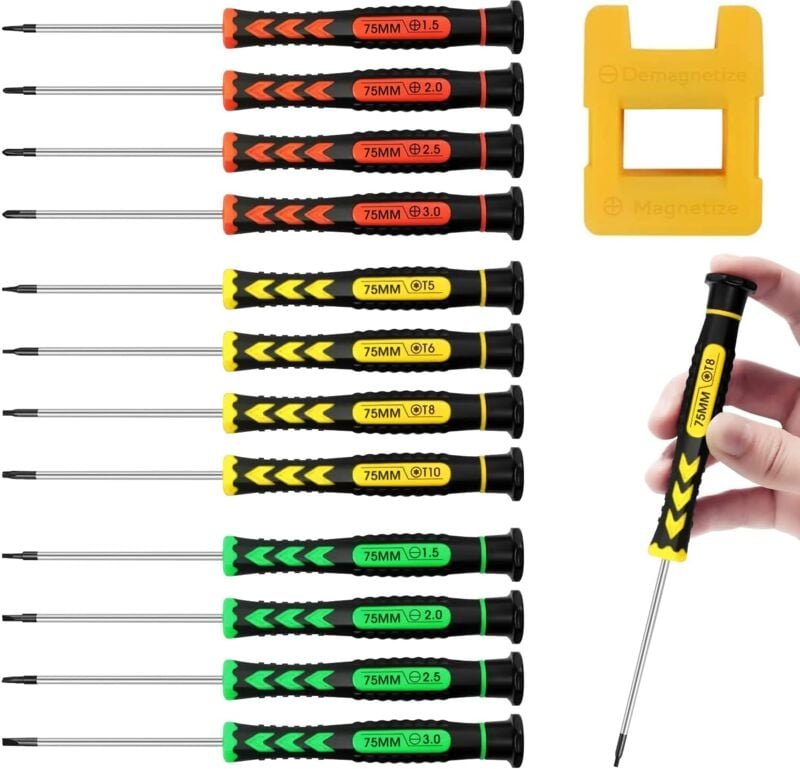 12-teiliger Mini-Präzisionsschraubendreher, Mini-Schraubendreher-Set, magnetische Schraubendreher für Brillen, Präzision...