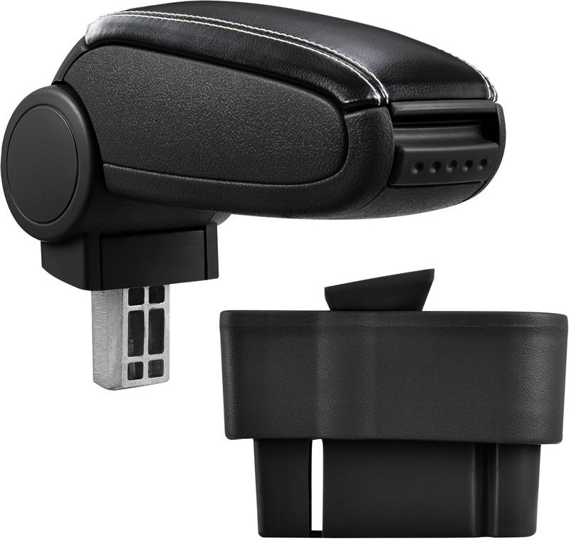 Mittelarmlehne Opel Corsa D mit Staufach Kunstleder Schwarz mit weißen Nähten pro.tec