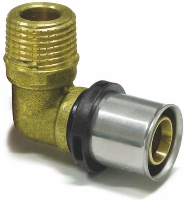 Thumbnail - Sanpro Pressfitting 90° Winkel - Bogen + Außengewinde, Größe 16x2 - Gewinde 3/4