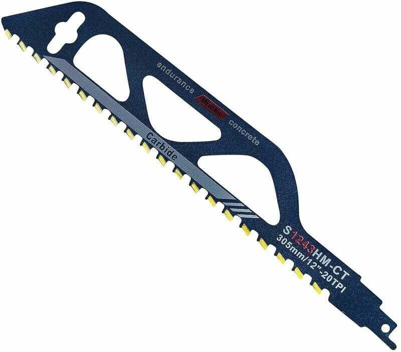 Säbelsägeblatt aus Wolframkarbidstahl – für Metall, Holz, Stein, Porenbeton, Ziegel, Zementplatten – Länge 305 mm (Model...