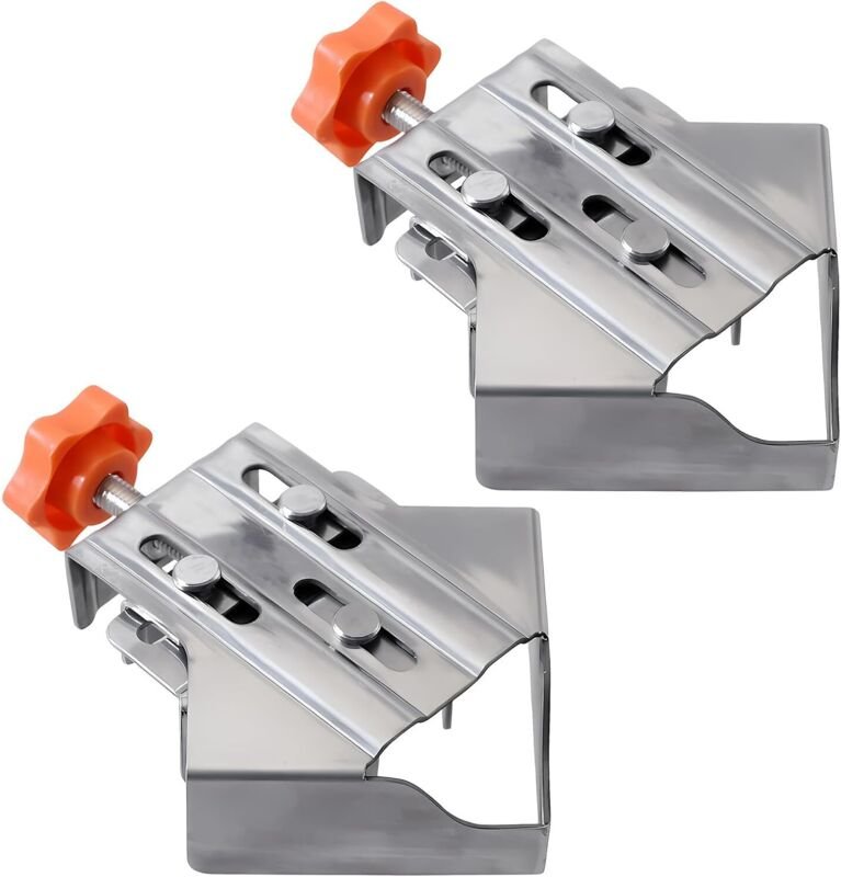 2 Stück 90-Grad-Edelstahl-Eckzwingen, gespleißte Eckzwingen mit verstellbarer Schwenkbacke, für Holzbearbeitung, Maschin...