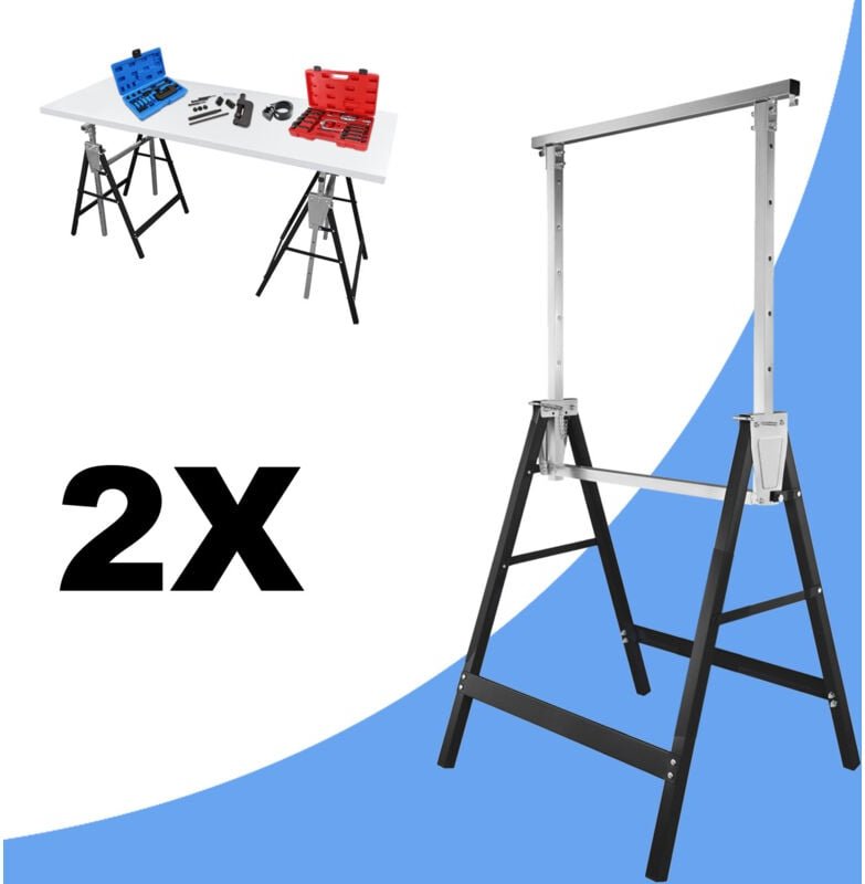 Swanew Lot de 2 Tréteaux Télescopiques, tréteau pliable métal Charge maximale 200 kg, Noir