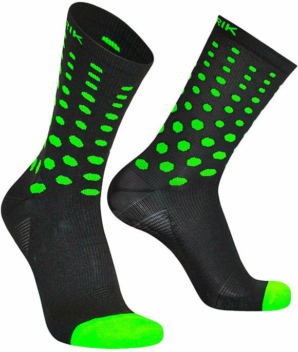 Worik - Longlife mittlere technische Socken Pois-Schwarz/Grün lineonline - Schwarze