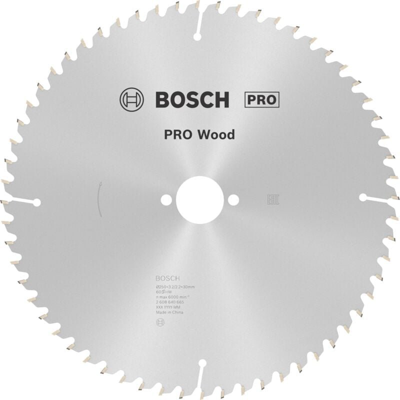 Pro Wood Kreissägeblatt, 250 x 3,2 x 30 mm, T60, für tks - Bosch