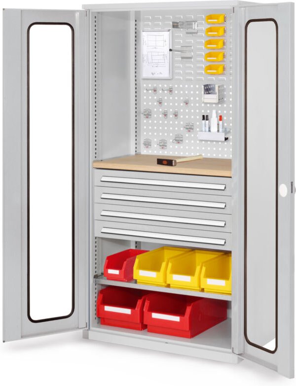 Kappes ®RasterPlan Schubladenschränke 1950x1000x600mm Sichtfenstertüren Modell 36 lichtgrau