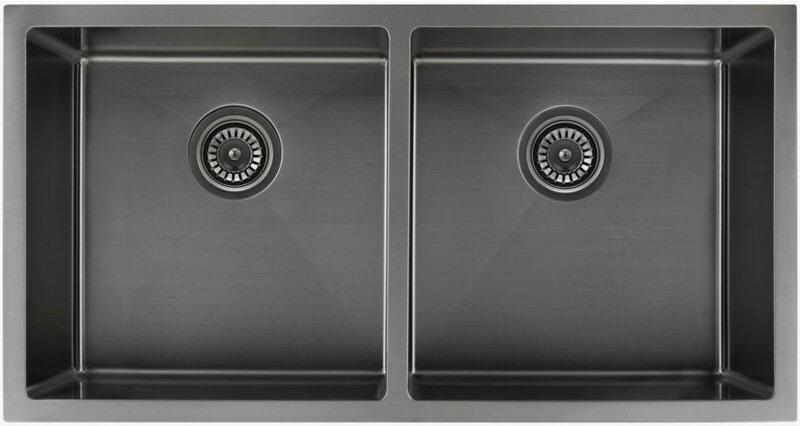 Doppelte Küchenspüle 855 mm - gun gebürstetes Metall - Tilia