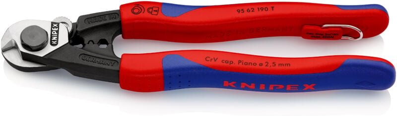 Knipex - Drahtseilschere m Befestigungsöse mit Mehrkomponenten-Hüllen, mit integrierter Befestigungsöse zum Anbringen ei...