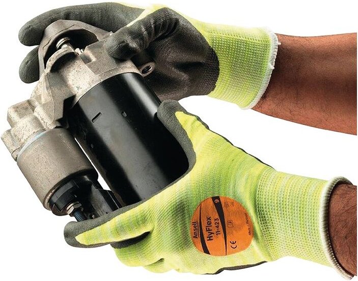 Handschuhe HyFlex® 11-423 Größe 9 grau/hellgelb en 388, en 407 PSA-Kategorie iii - Ansell