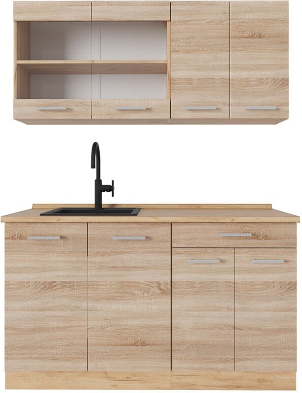 Thumbnail - Vicco - Single küche R-Line, Sonoma/Goldkraft Eiche, 140 cm ohne Arbeitsplatte