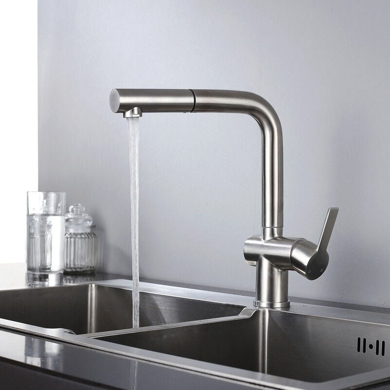 Homelody - Wasserhahn Küche ausziehbar Küchenarmatur Edelstahl Spültischarmatur mit Brause Armatur Küche Matt Hochdruck ...