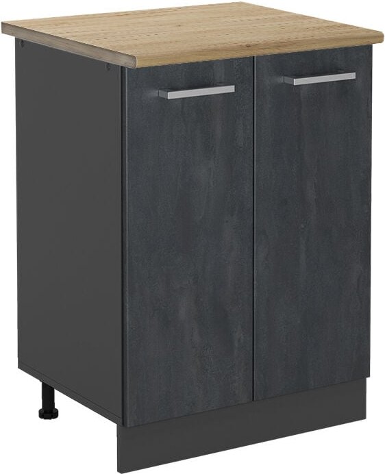 Vicco - Küchenunterschrank R-Line, Schwarz Beton/Anthrazit, 60 cm ap Eiche