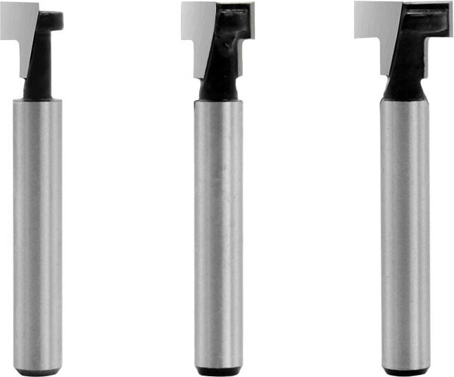 6,35 mm T-Nut-Fräser, T-förmige Fräser, 3 Stück (8/9,5/12,7 mm) Schaft mit Klinge, Holzbearbeitungsfräser für Elektrower...