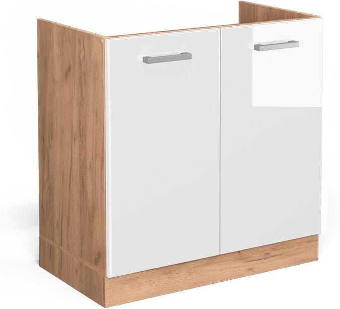 Spülenunterschrank R-Line, Weiß Hochglanz, 80 cm ohne Arbeitsplatte, Vicco