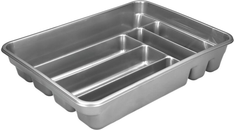 Cubertero Plastico Color Gris Plata Oryx 40x30x7 cm.