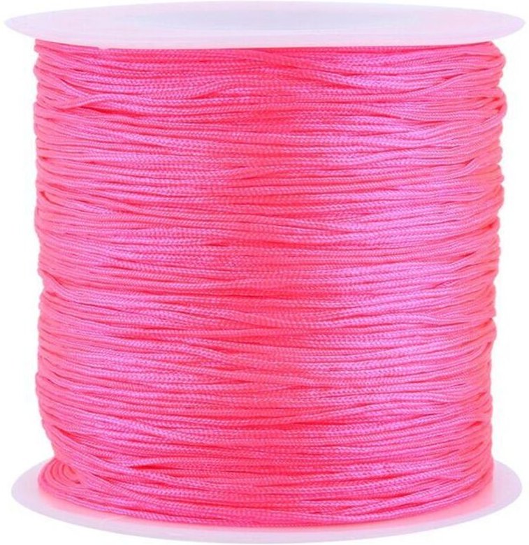 Ymyny - 100 m x 0,8 mm chinesisches Rattail-Nylon-Makramee-Band, glänzendes Rosa mumu