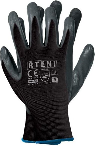 Arbeitshandschuhe mit Nitril - Beschichtung schwarz 10