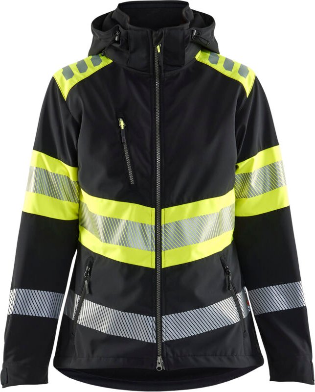 Hochsichtbare Softshell-Arbeitsjacke für Damen 4404 - Schwarz/Gelb S