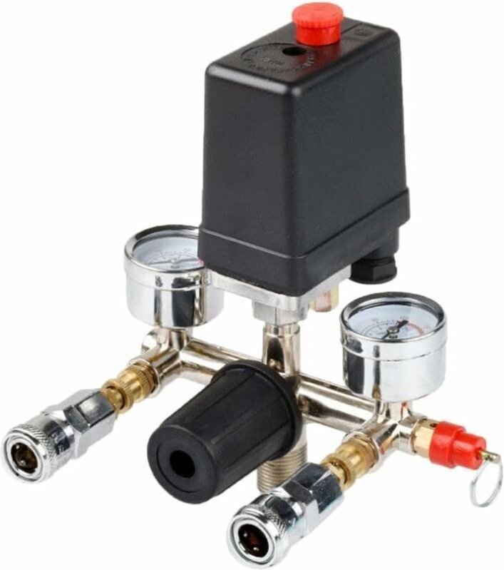 Thumbnail - LaBlanc – Luftkompressor-Druckschalter, dreiphasiges Druckschalter-Steuerventil mit Luftregler und Ventil und Manometer