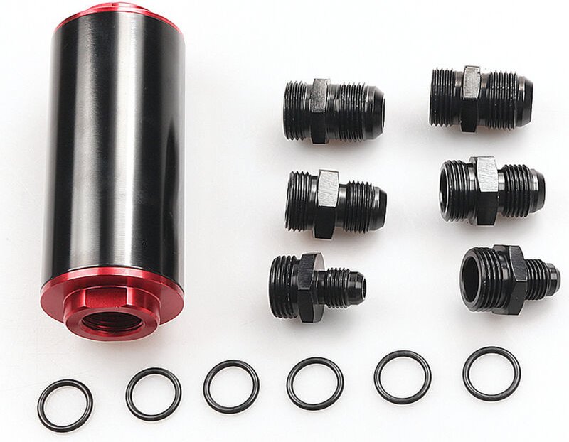 Jalleria - Kraftstofffilter – Universal AN6 High Flow Aluminium Inline-Kraftstofffilter 100 Mikron für Autos (schwarz)