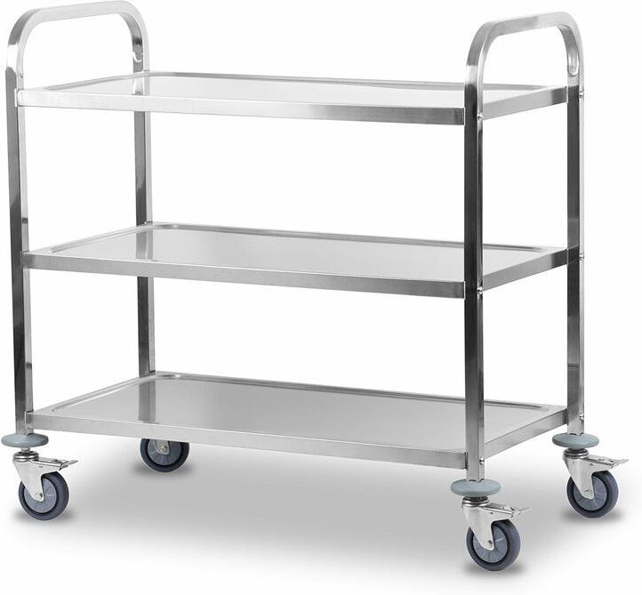 Mahlzeit Edelstahl Servierwagen mit 3 Etagen 101,5 x 95 x 48,5 cm Rollwagen