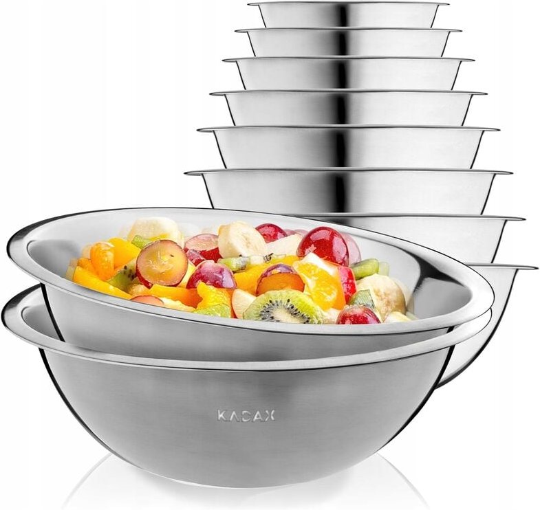 Schüssel aus Edelstahl, Rührschüssel, Salatschüssel mit hohem Rand, multifunktionale Küchensch - Kadax