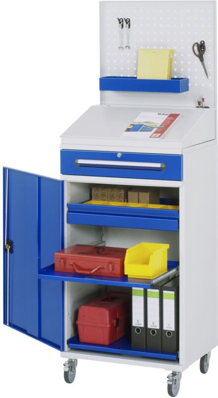 Beistellschrank Stehpult 04, B650xT520xH1235/1345/1895mm, mobil - RAU