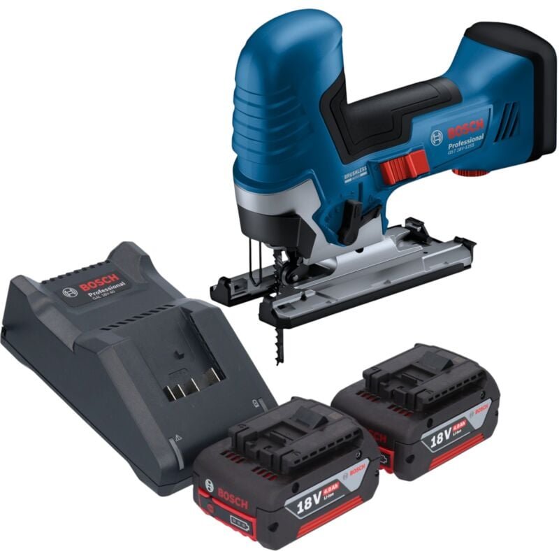 Bosch GST 18V-125 S Professional Akku Stichsäge 18 V 125 mm Brushless + 2x Akku 4,0 Ah + Ladegerät