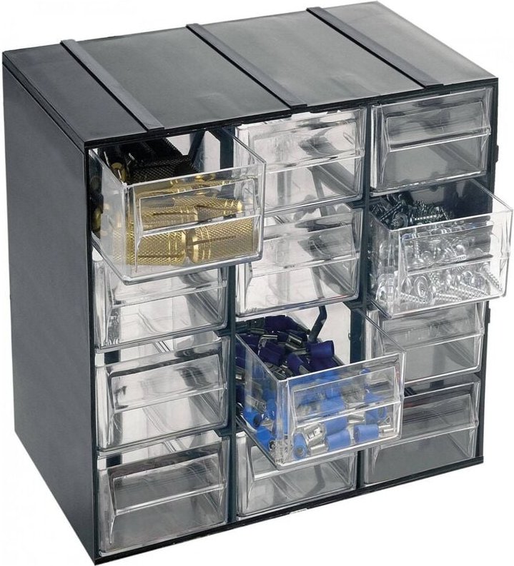 12 schubladenhalter Kommode, Lagerorganisation mit transparenten Schubladen, 100% Made in Italy, 19x14h23 cm, schwarze F...