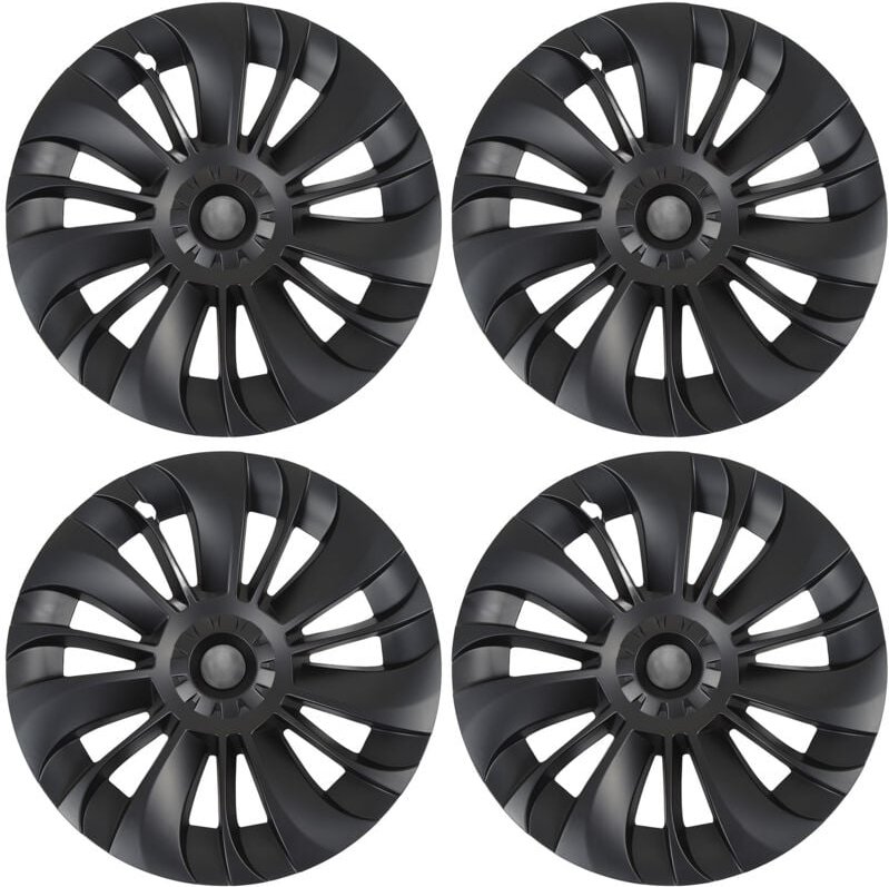 Zoternen - 4 Stück mattschwarze, stilvolle, langlebige und verschleißfeste Radnabenkappen, Ersatz für Tesla Model y